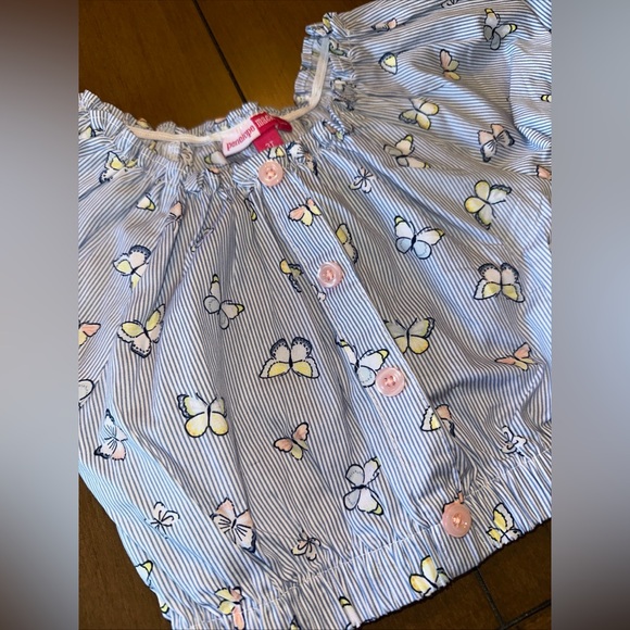 Penelope Mack Girls Cropped Top 3T Stretch Butterfly Ruffle Blouse 100% Cotton - Picture 3 of 9